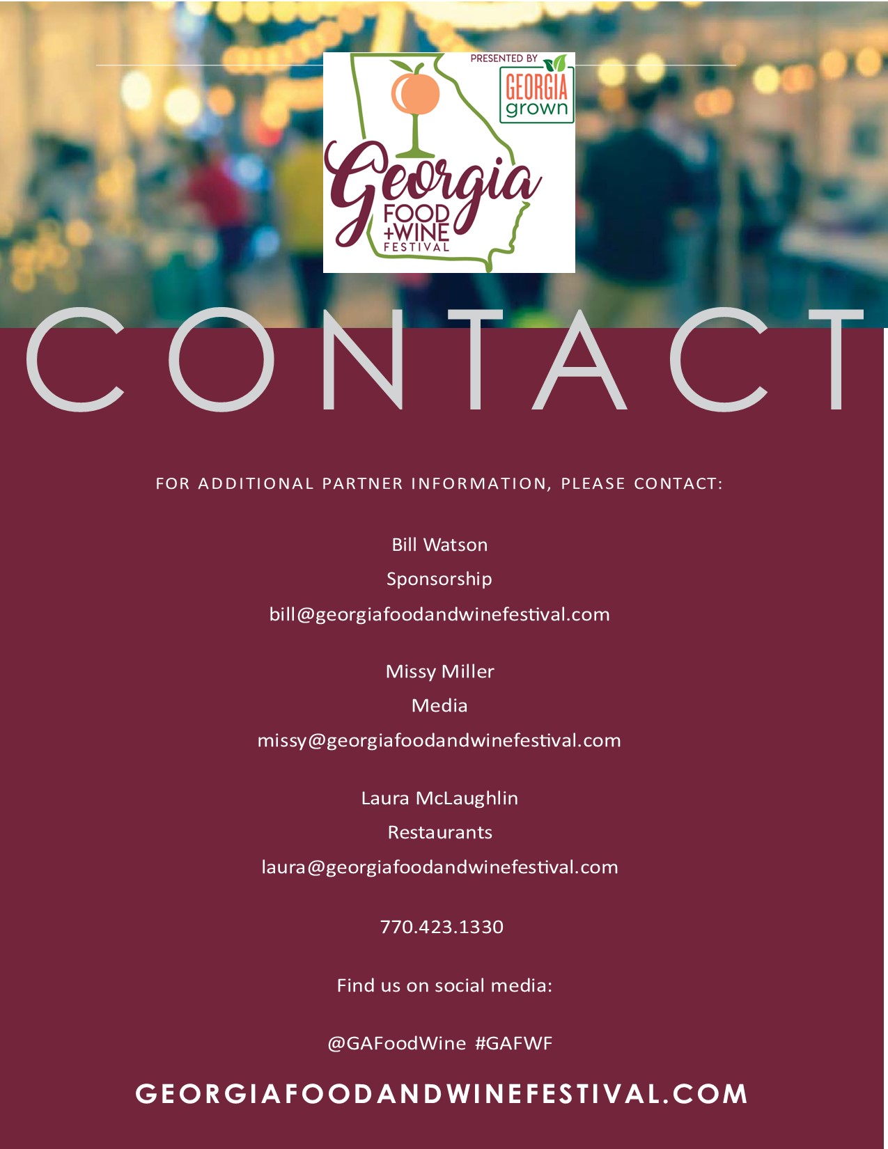 Contact - Georgia Food + Wine Festival
